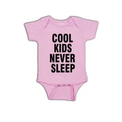 Cool kids never sleep Baby Romper Pink