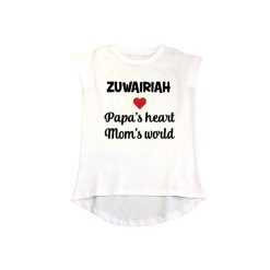 Papa's heart, mom's world Girls T-Shirt White