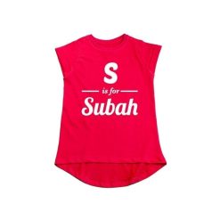 S is for Customized Name Girls T-Shirt Red