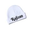 New Born baby Beanie with Name white