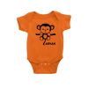 Name with Hanging Monkey Baby Romper orange