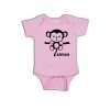 Name with Hanging Monkey Baby Romper pink