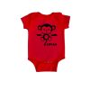 Name with Hanging Monkey Baby Romper red