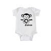 Name with Hanging Monkey Baby Romper white