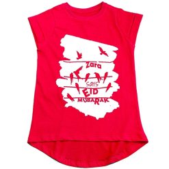 Birds-Unique-Wishing-Eid-Girls-Tee-Red