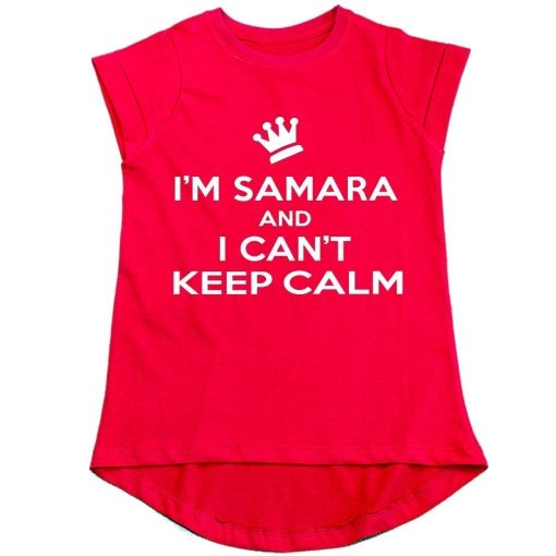 Can’t-keep-calm-with-Customized-Name-Girls-T-Shirt-Red