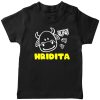 Cow-Head-With-Customized-Name-Tee-Black