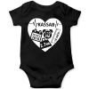 Heart shape Birth facts Baby Romper Black