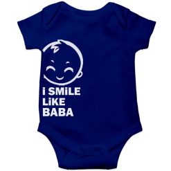 I smile like baba Baby Romper Blue