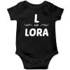 L is for Lora Customized Name Baby Romper Black
