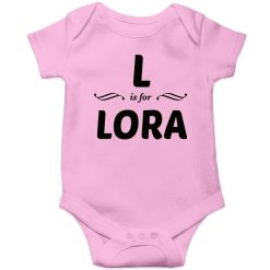 L is for Lora Customized Name Baby Romper Pink
