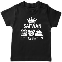 Make-a-Memory-Prince-Crown-Birthfact--T-Shirt-Black