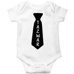 Name-in-a-tie-Baby-Romper-White