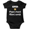 Papa's-heart,-mom's-world-Baby-Romper-Black