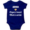 Papa's-heart,-mom's-world-Baby-Romper-Blue