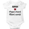 Papa's-heart,-mom's-world-Baby-Romper-White