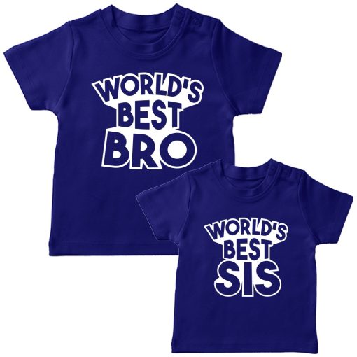 World's Best Sibling Matching Combo T-Shirt Blue