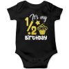Cupcake-half-birthday-Celebration-Baby-Romper-Black