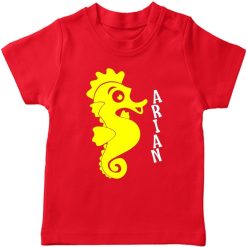 Sea-Horse-Customized-Name-T-Shirt-Red