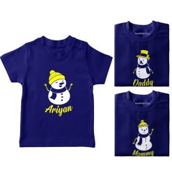 Christmas-Snowman-Family-Combo-T-Shirt-Blue