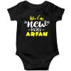 Hi-I'm-New-Here-Customized-Name-Baby-Romper-Black