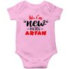 Hi-I'm-New-Here-Customized-Name-Baby-Romper-Pink