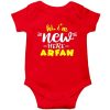 Hi-I'm-New-Here-Customized-Name-Baby-Romper-Red
