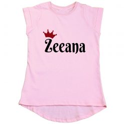 Customized-Name-with-Crown-Unique-Girls-T-Shirt-Pink