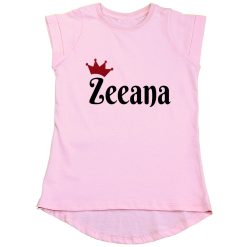 Customized-Name-with-Crown-Unique-Girls-T-Shirt-Pink
