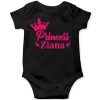 Customized-Name-With-beatiful-Crown-Baby-Romper-Black