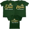 Dad-Mom-&-Daughter-Crown-Rulers-In-The-Family-Combo-T-Shirts-Green