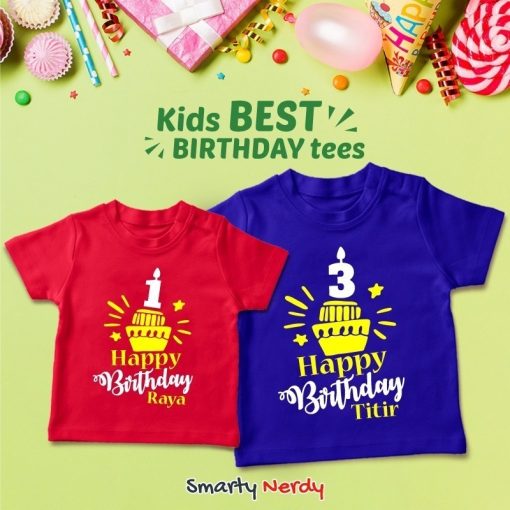 Birthday Customized name With Cupcake T Shirt