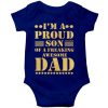 proud son of a freaking awesome dad blue romper