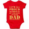 proud son of a freaking awesome dad red romper