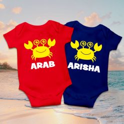 Crab name blue red green orange romper cover
