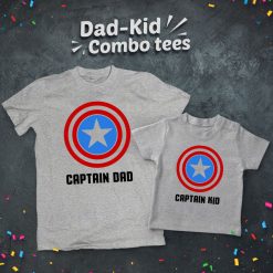 Captain America Dad Kid Matching T-shirt