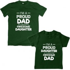 proud dad daughter matching green tshirt