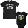 Always her hero always his little girl dad daughter combo black tshirt