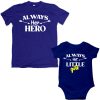 Always her hero always his little girl dad daughter combo blue tshirt