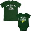 Always her hero always his little girl dad daughter combo green tshirt