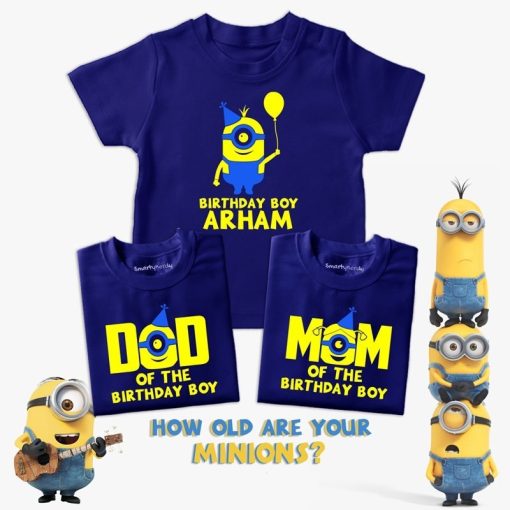 Minion theme Family Birthday Celebration Combo T Shirt