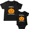 Pumpkin siblings tshirt and romper for halloween black