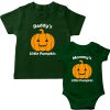 Pumpkin siblings tshirt and romper for halloween green