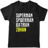 superman spiderman batman black tshirt