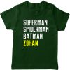 superman spiderman batman green tshirt