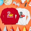car birthday full sleeve tshirt with name num red white