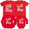 King queen prince princess family matching new year outfit red