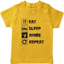 eat sleep anime repeat yellow tshirt