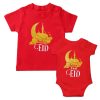 sibling's eid outfit red tshirt
